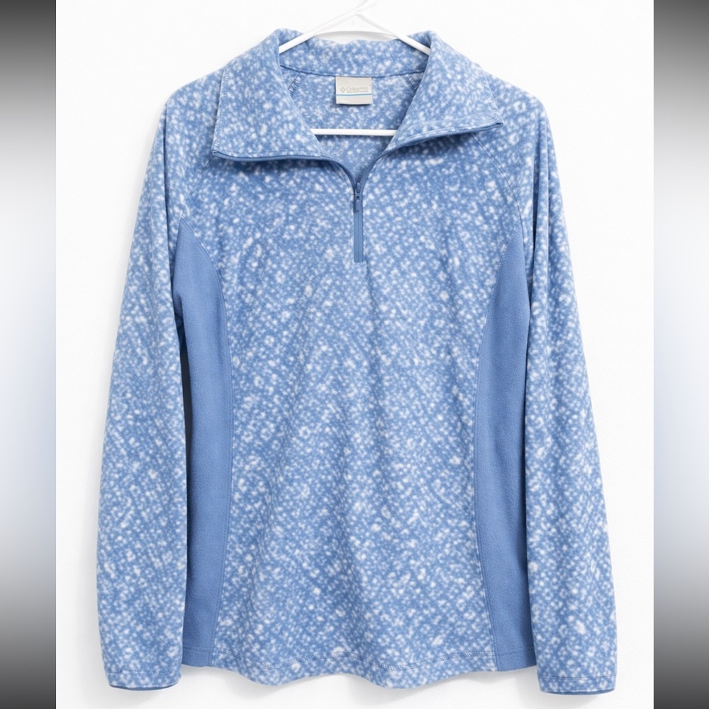 Columbia Blue Speckled Fleece Quarter Zip Jacket Size Large